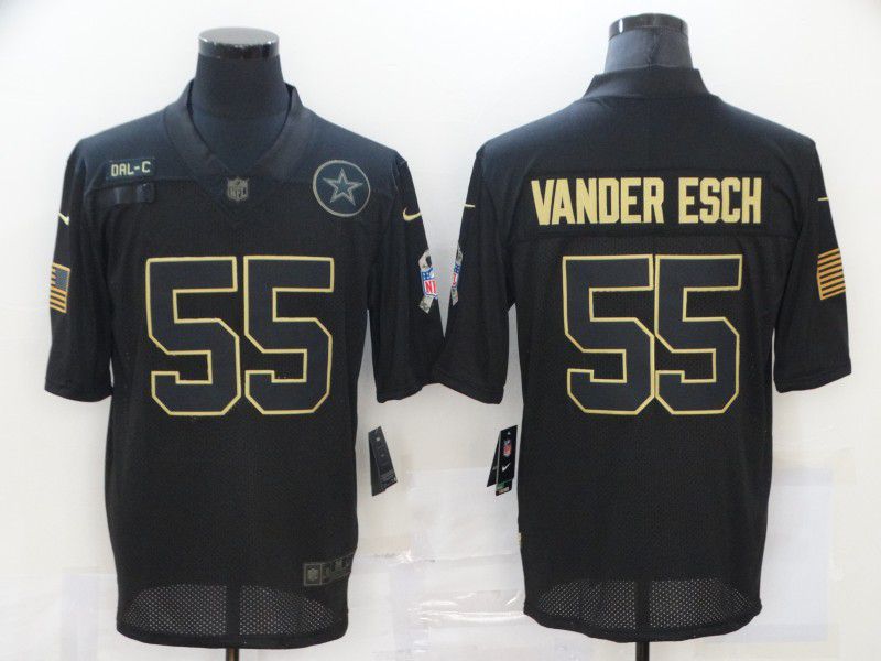 Men Dallas cowboys 55 Vander esch Black gold lettering 2020 Nike NFL Jersey